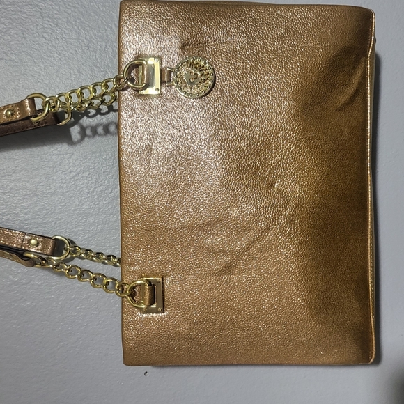 Anne Klein Blue and Gold Structured Shoulder Bag - Picture 2 of 9